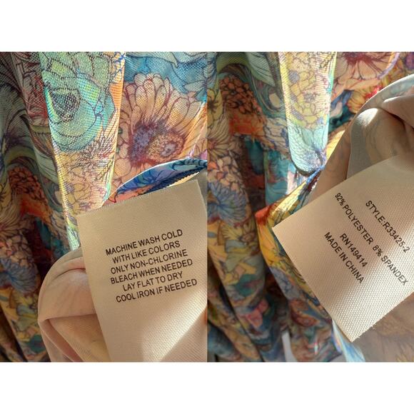 Johnny Was Mesh Floral Tiered Slip Dress Size S Small - Picture 9 of 10